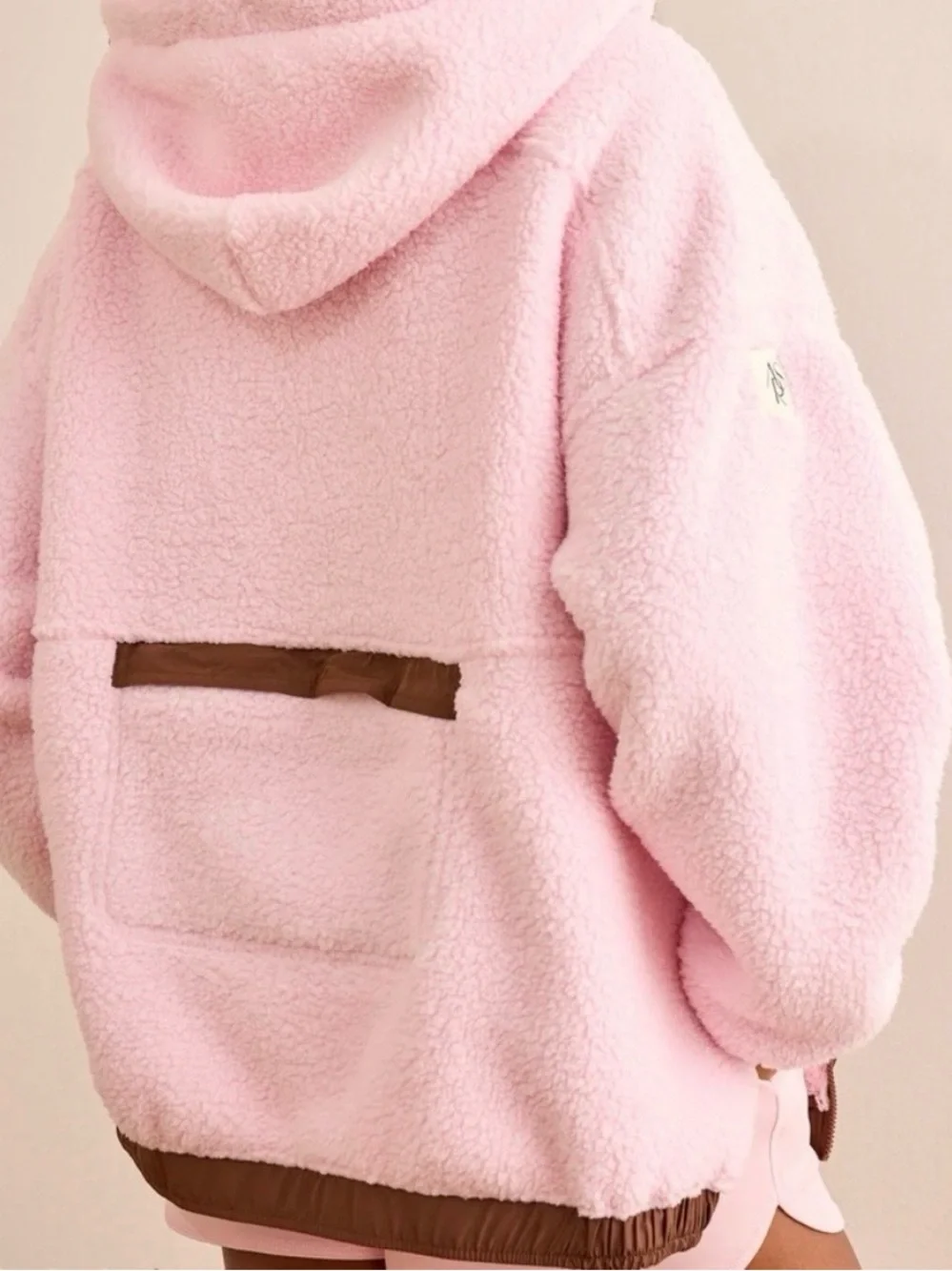 NEW Altar’d State AS Revival Pink and Brown Oversized Sherpa Hoodie Size XS NWT